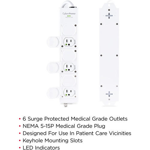 CyberPower 6-Outlet Medical-Grade Surge Protector (White)