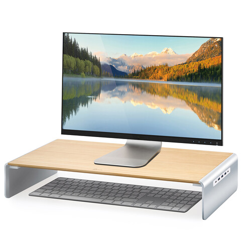 j5create Wood Monitor Stand with Docking Station