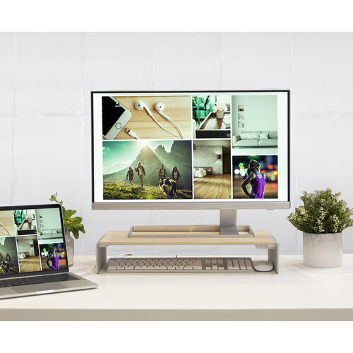 j5create Wood Monitor Stand with Docking Station