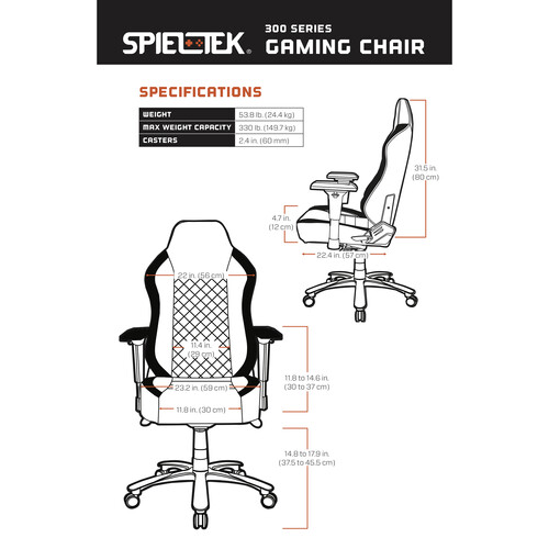 Spieltek 300 Series Gaming Chair (Black/White)