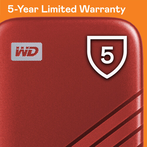 WD 2TB My Passport SSD USB 3.2 Gen 2 Type-C Portable SSD (Red)