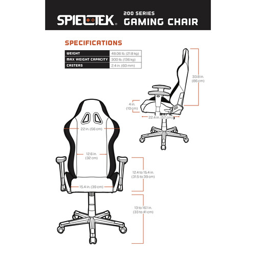 Spieltek 200 Series Gaming Chair (Black/Blue)