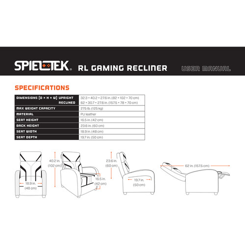 Spieltek RL Gaming Recliner (Cream/Brown)