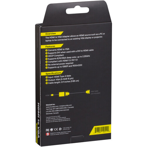MuxLab HDMI 1.3 Male to VGA Female Adapter