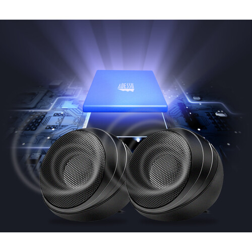 Adesso Xtream S4 USB-Powered Stereo Multimedia Desktop Speakers (Black, Pair)