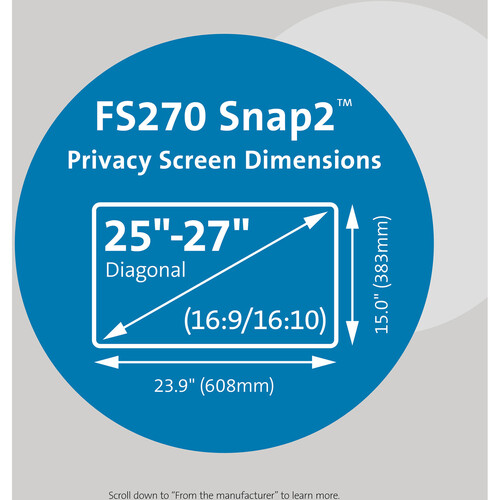 Kensington FS270 Snap2 Privacy Screen for 25-27