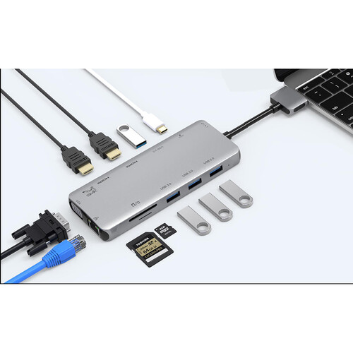 SMK-Link USB-C Dual 4K Multi-Stream 12-in-1 Mini-Docking Station