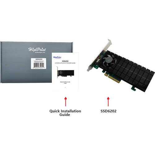 HighPoint SSD6202 Bootable PCIe 3.0 x8 2-Port M.2 NVMe Host RAID Controller