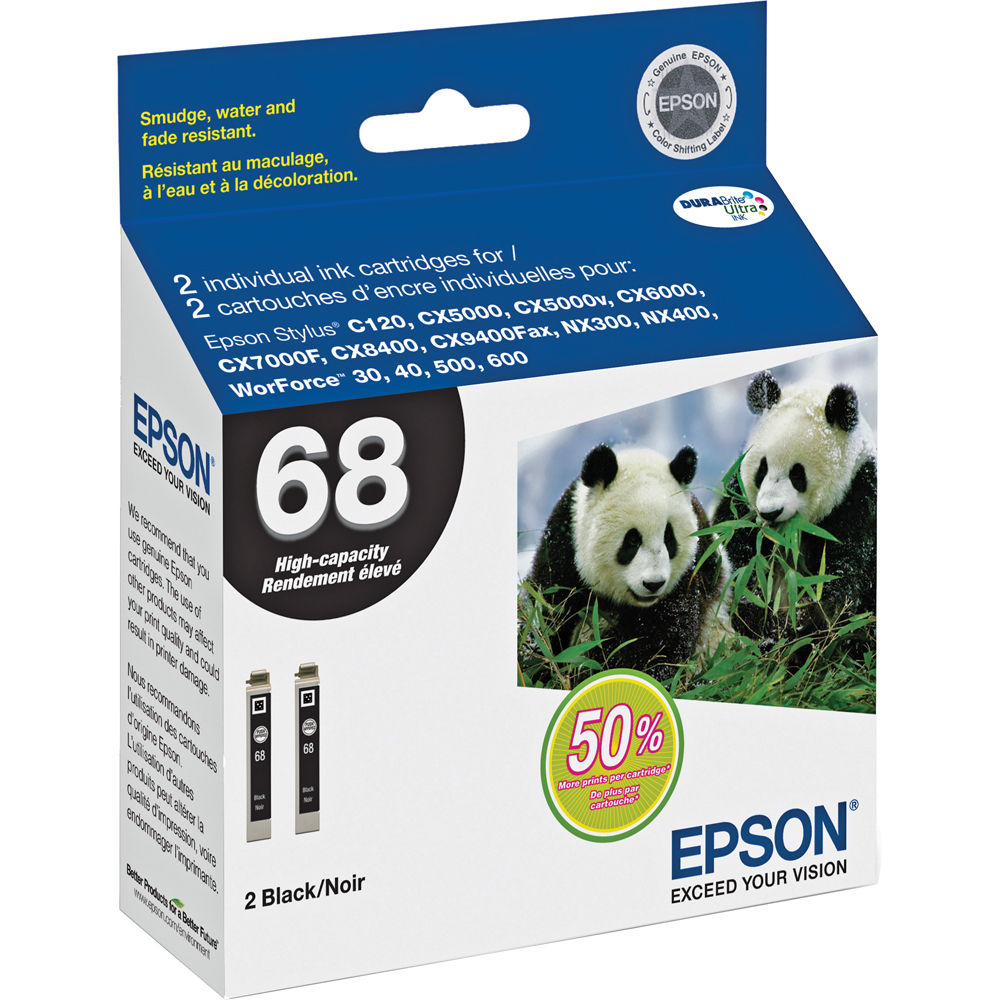 Epson T068120-D2 68 Dual Pack High Capacity Ink Cartridges (Black)