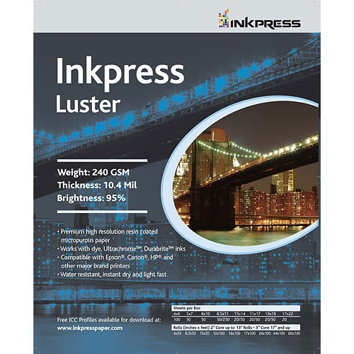 Inkpress Media Luster Paper (4 x 6", 100 Sheets)