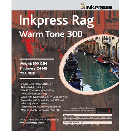 Inkpress Media Rag Warm Tone 300 Paper (4 x 6", 50 Sheets)