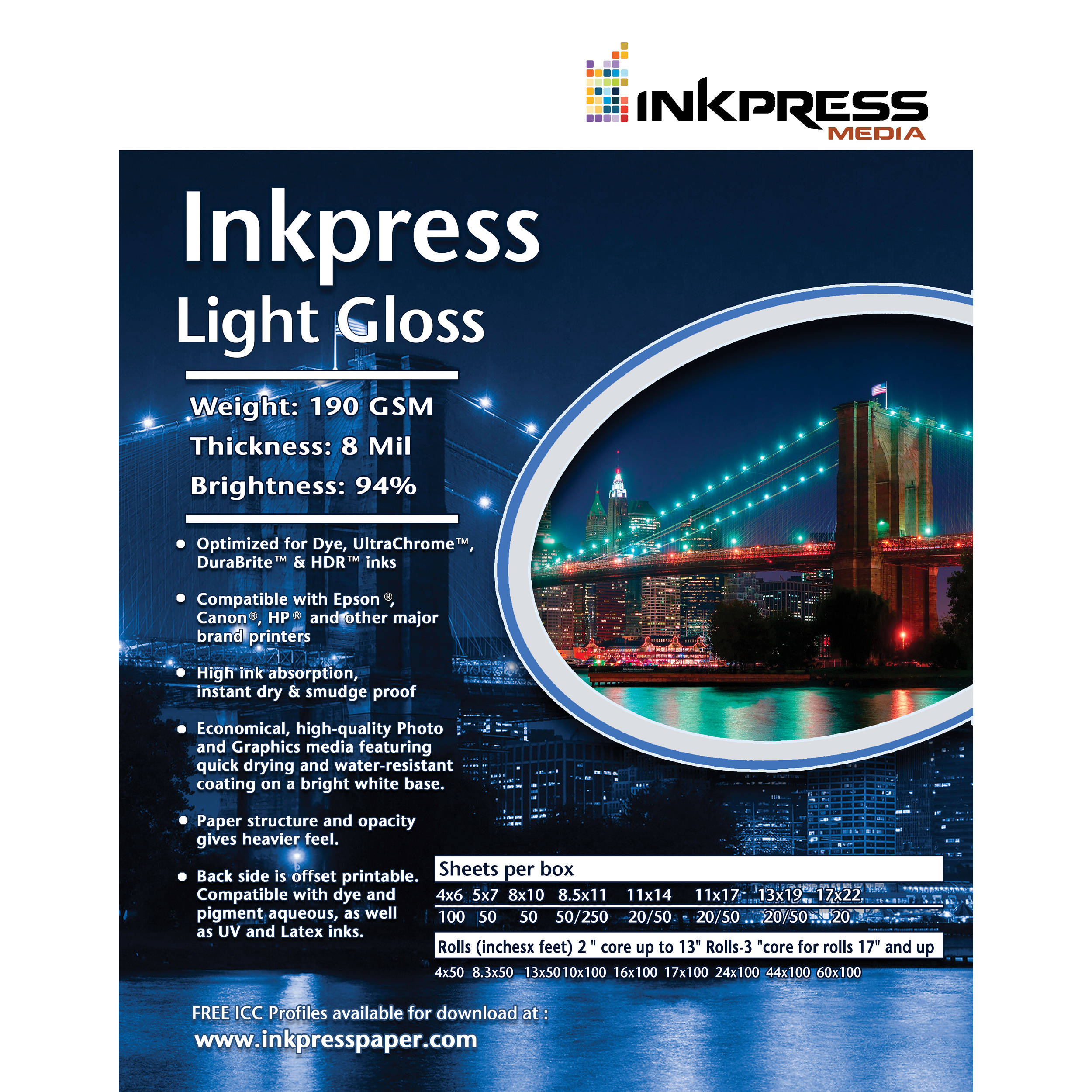 Inkpress Media Light Gloss (13x19" - 100 Sheets)