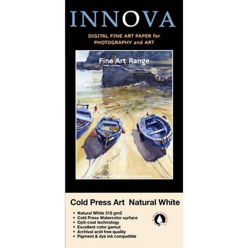 Innova Cold Press Rough Textured Natural White Paper for Inkjet (44" Wide x 49' Long Roll)