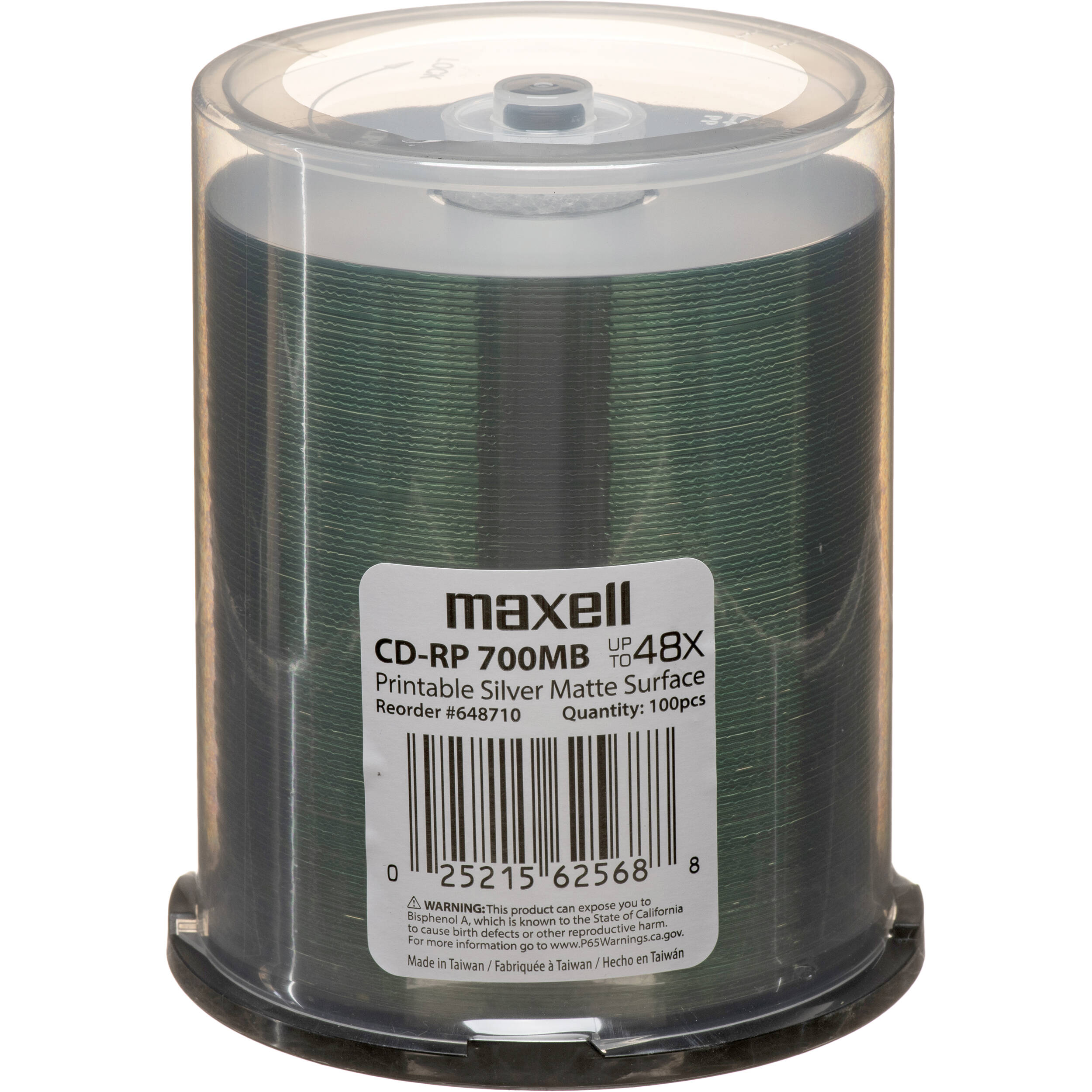 Maxell CD-R 700MB Write Once Silver Inkjet Printable Recordable Compact Disc (Spindle Pack of 100)