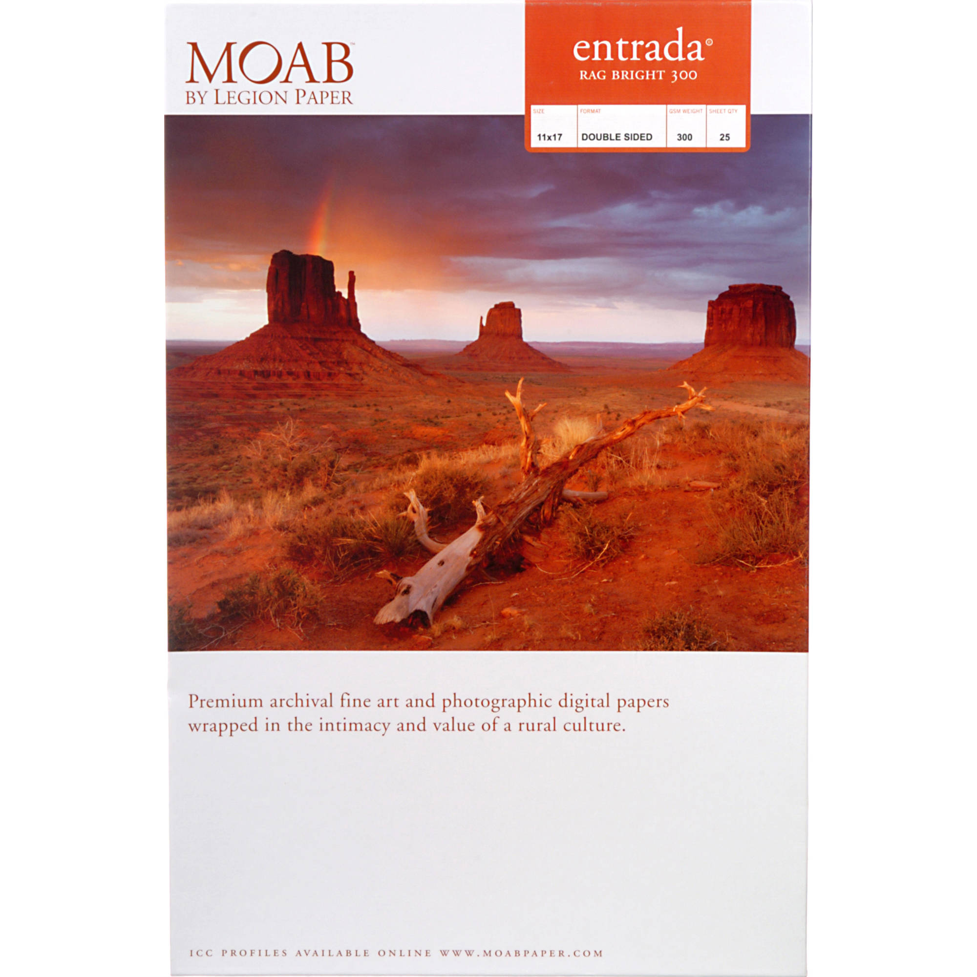Moab Entrada Rag Bright 300 Paper (11 x 17", 25 Sheets)