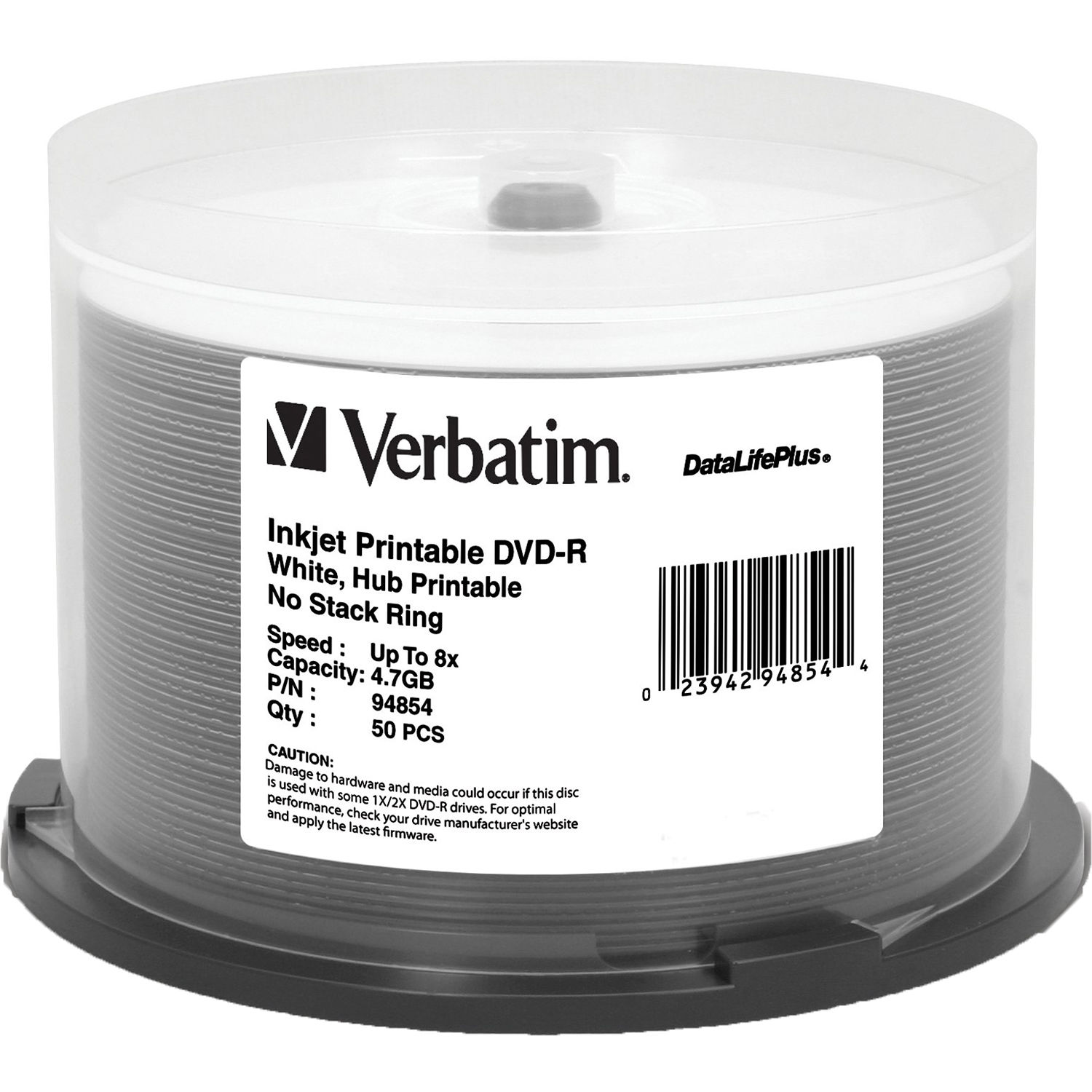 Verbatim DVD-R 4.7GB 8x DataLifePlus Inkjet Printable (50-Pack Spindle)