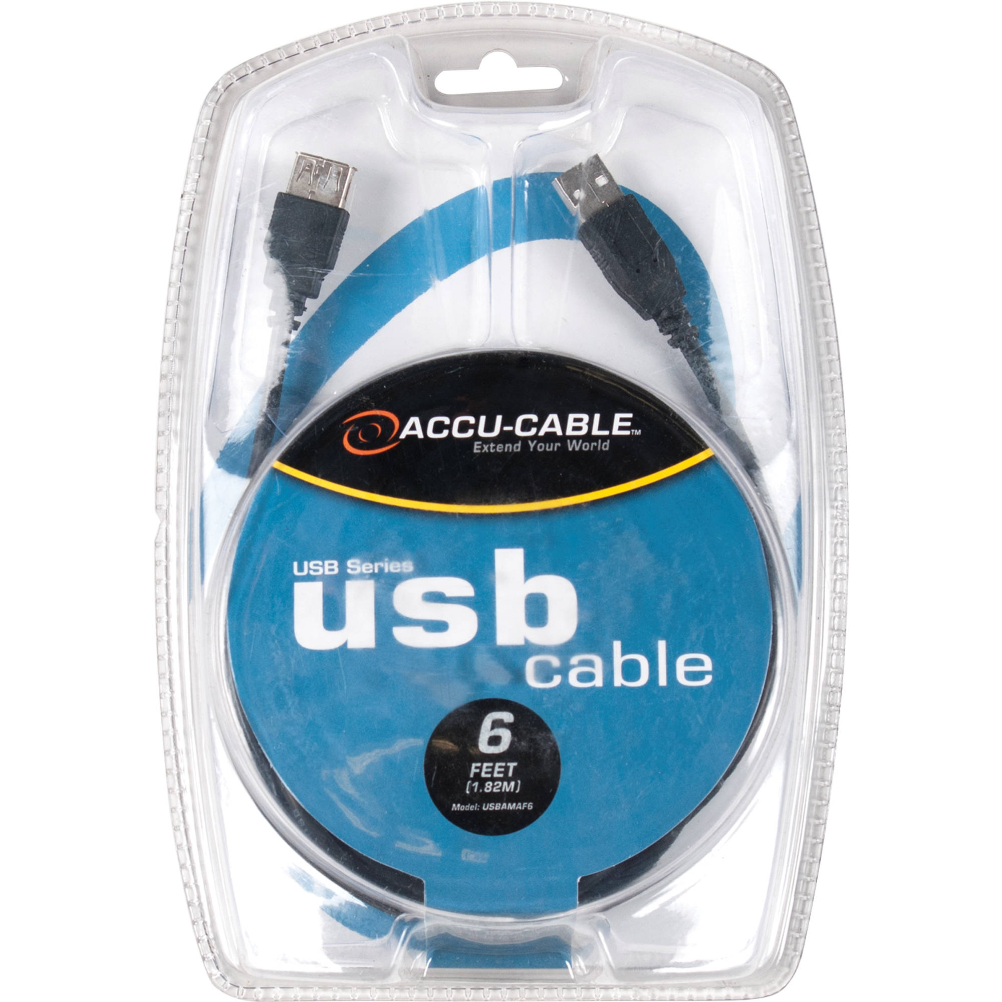 American DJ Accu-Cable USB 2.0 Type A Male to Type A Female Extension Cable (6')