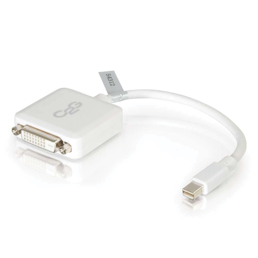 C2G Mini DisplayPort Male to Single-Link DVI-D Female Adapter Converter (8", White)