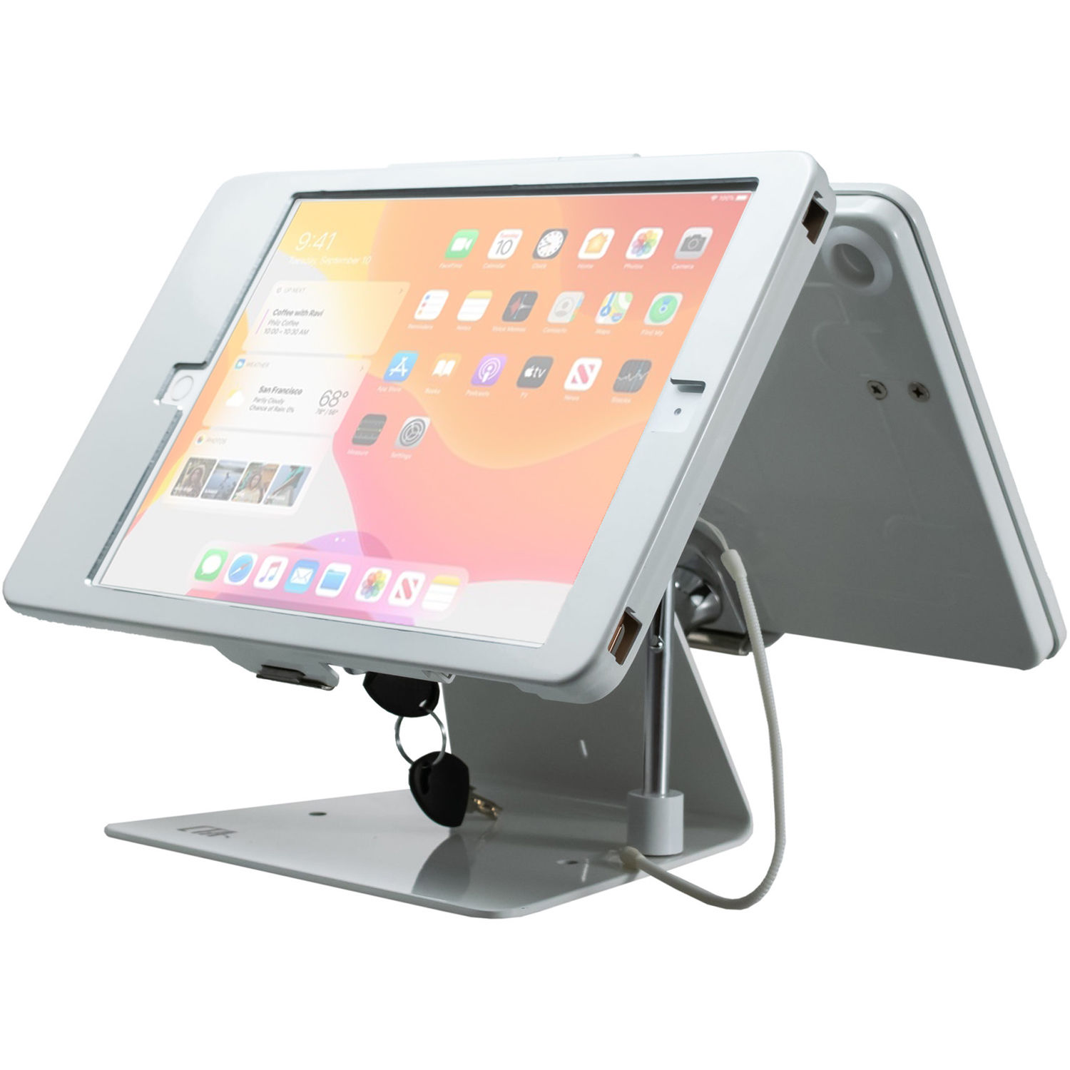 CTA Digital Dual-Tablet Security Kiosk Stand for Select iPads (White)