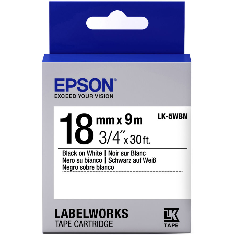 Epson LabelWorks Standard LK Tape Black on White Cartridge (3/4" x 16')