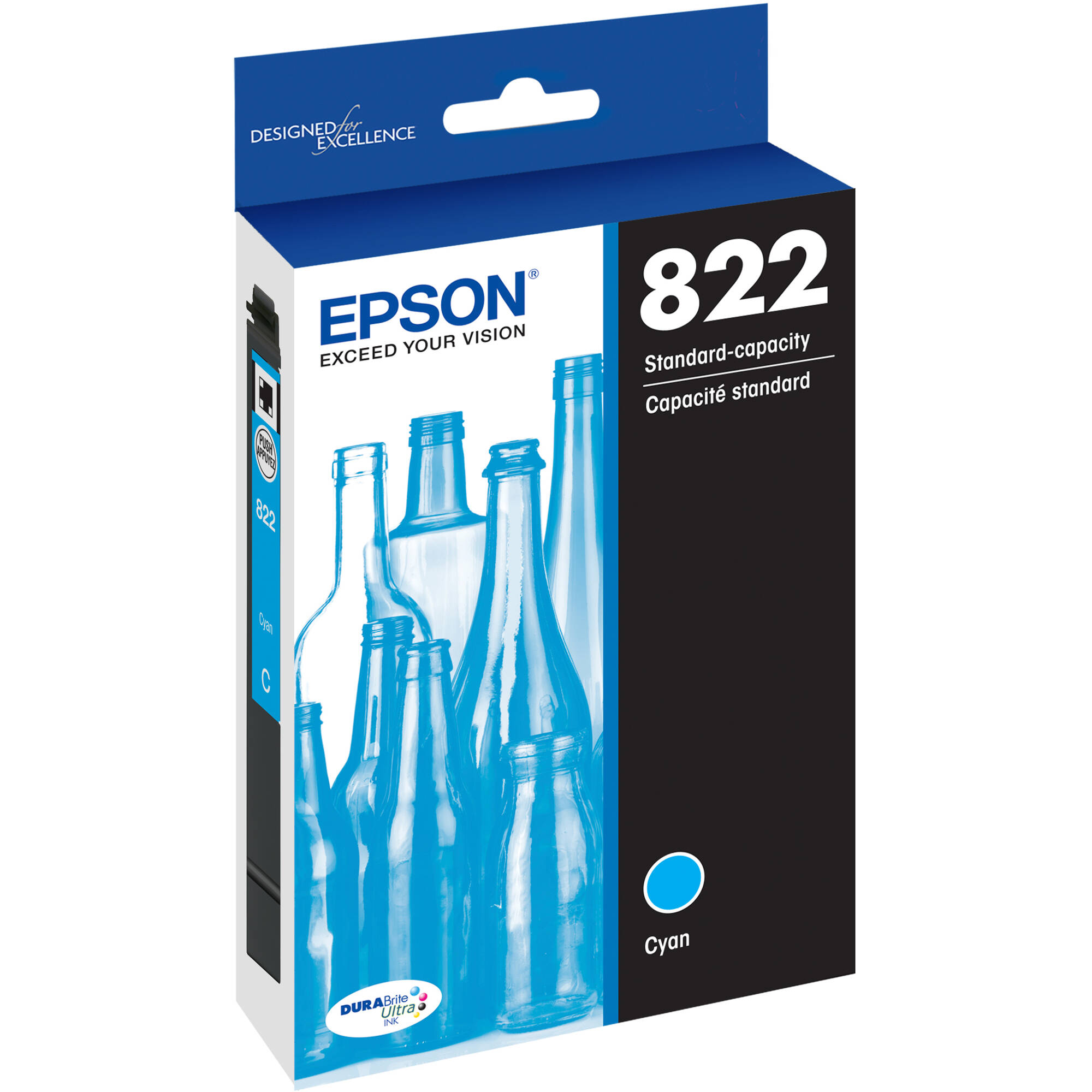Epson T822 Cyan Standard Capacity Ink Cartridge with Sensormatic