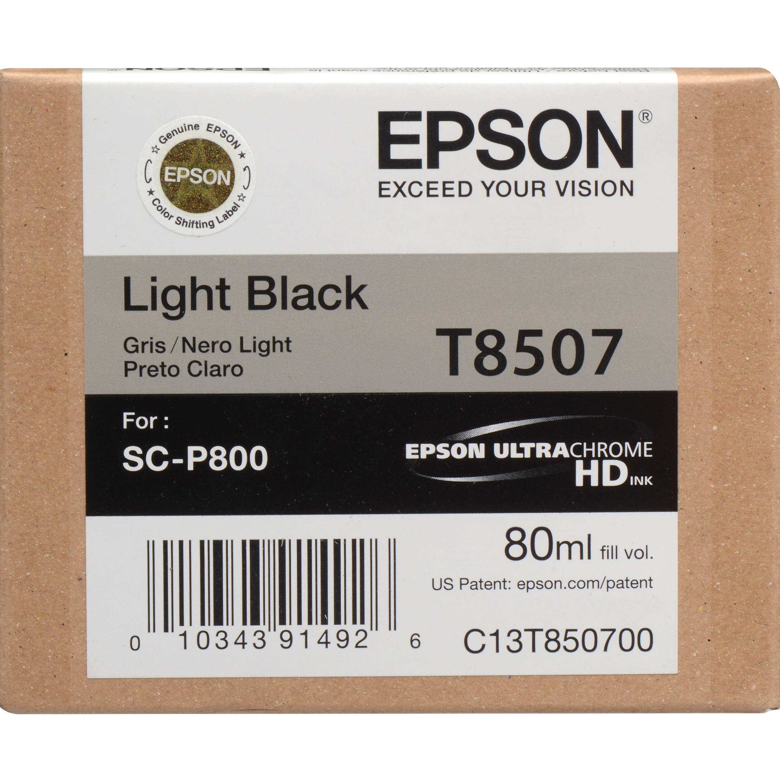 Epson T850700 UltraChrome HD Light Black Ink Cartridge (80 ml)