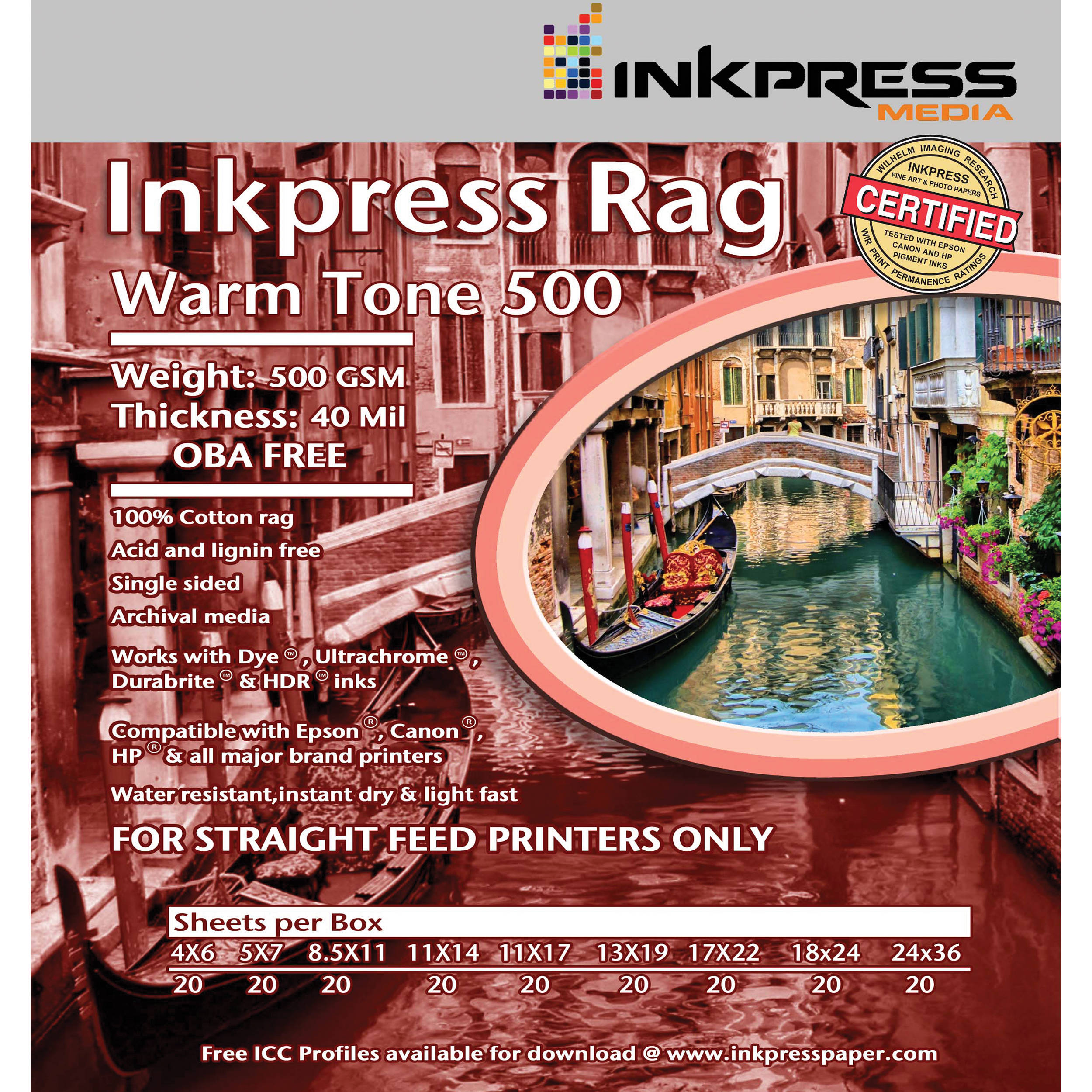 Inkpress Media Rag Warm Tone 500 Paper (5 x 7", 20 Sheets)