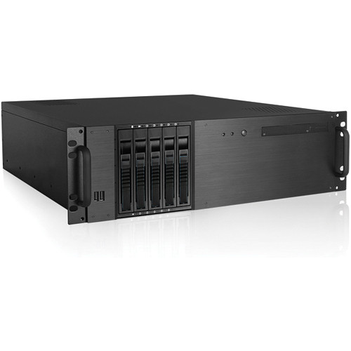 iStarUSA D-350HB-T 3 RU Compact 5 x 3.5" Bay Hotswap microATX Rackmount Chassis (Black HDD Handles)