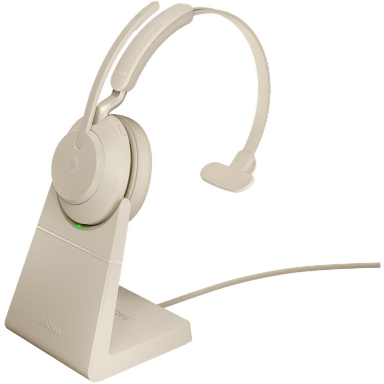 Jabra Evolve2 65 Mono Wireless On-Ear Headset (Unified Communication, USB Type-C, Beige)