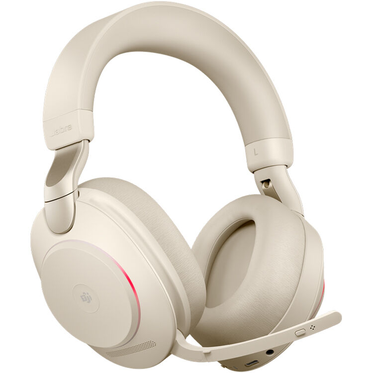 Jabra Evolve2 85 Noise-Canceling Wireless Over-Ear Headset (Unified Communication, USB Type-C, Beige)