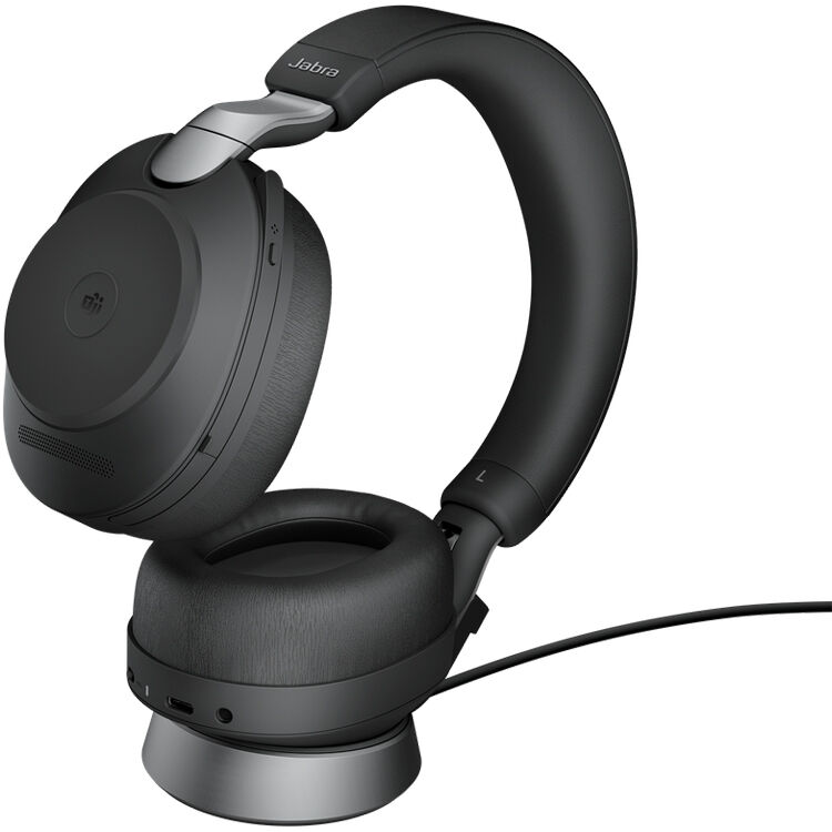 Jabra Evolve2 85 Noise-Canceling Wireless Over-Ear Headset with Stand (Microsoft Teams, USB Type-A, Black)