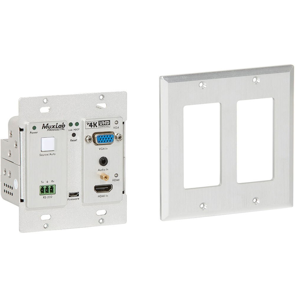 MuxLab HDMI VGA/Audio over CAT5e/6 UHD-4K Wall-Plate Transmitter