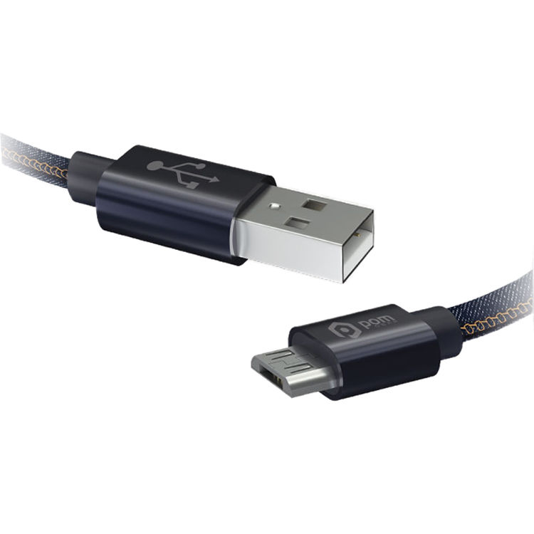 POM GEAR Micro-USB Type-B Male to USB Type-A Male Charging Cable (6', Dark Denim)
