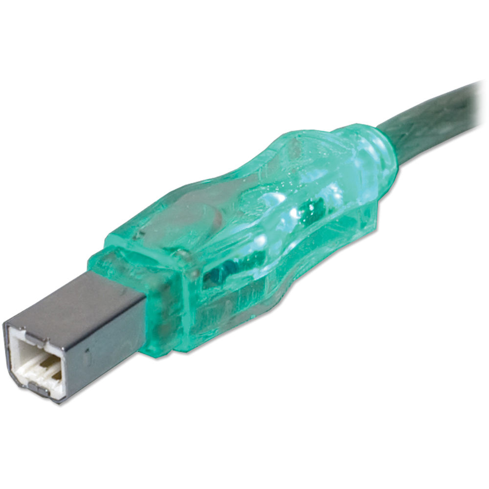 QVS USB 2.0 Male A to B Translucent Cable with Green LEDs (6', Silver)