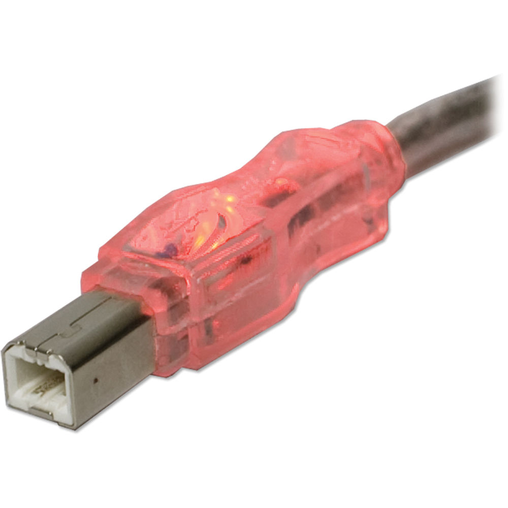QVS USB 2.0 Male to Male Translucent Cable with Red LEDs (10')