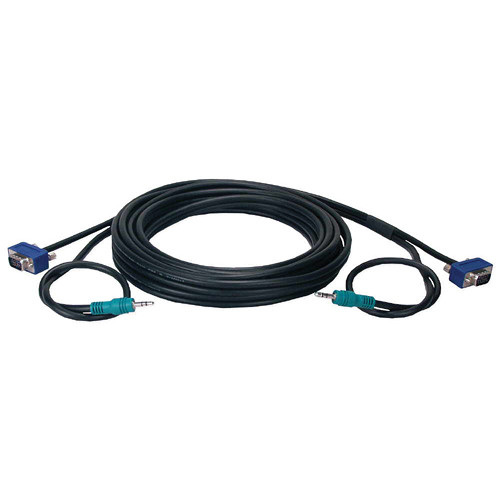 QVS HD15 Male to Male VGA Cable with Audio Connector (3')