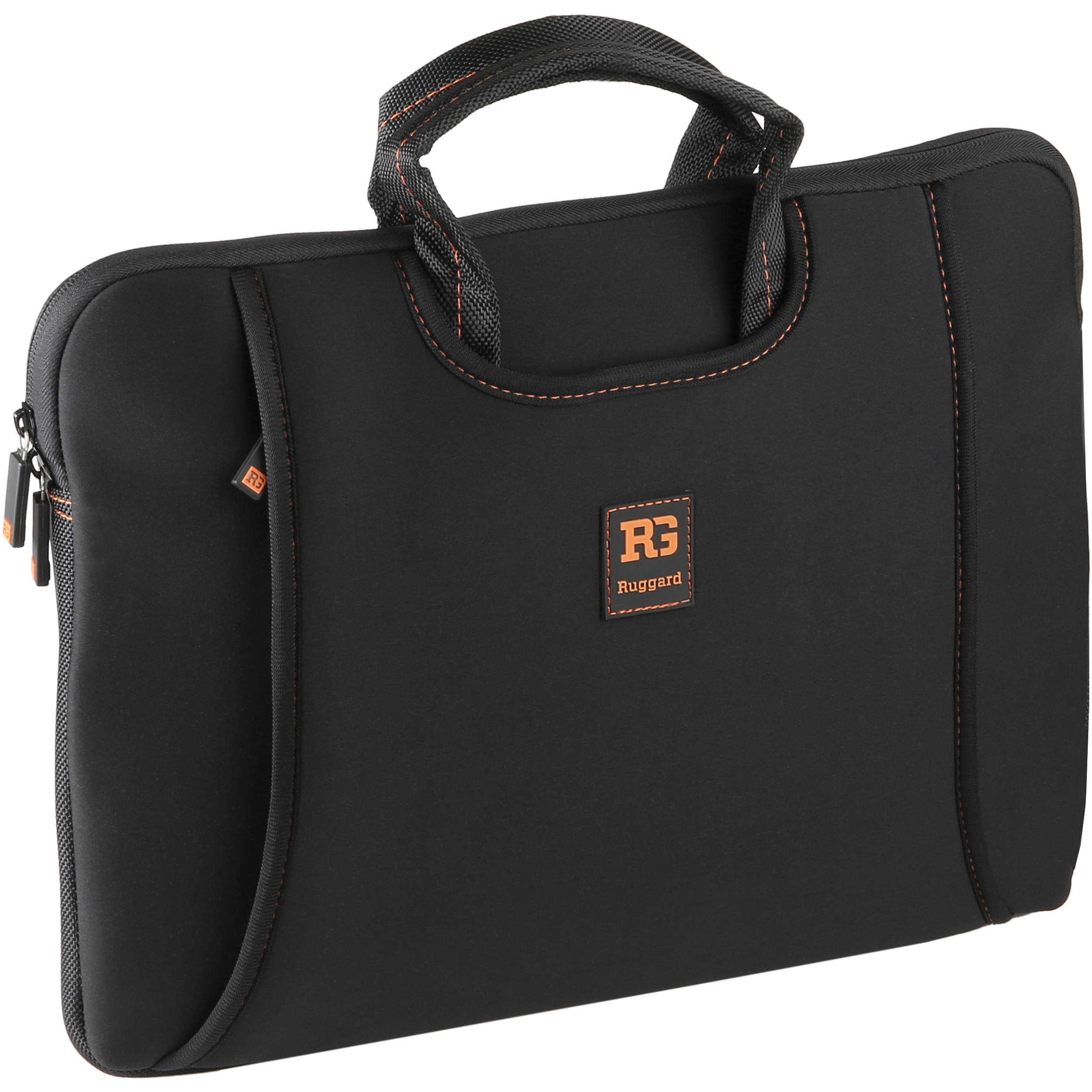 Ruggard Ultra-Thin Neoprene Sleeve with Handles for 14" Laptops (Black/Orange)